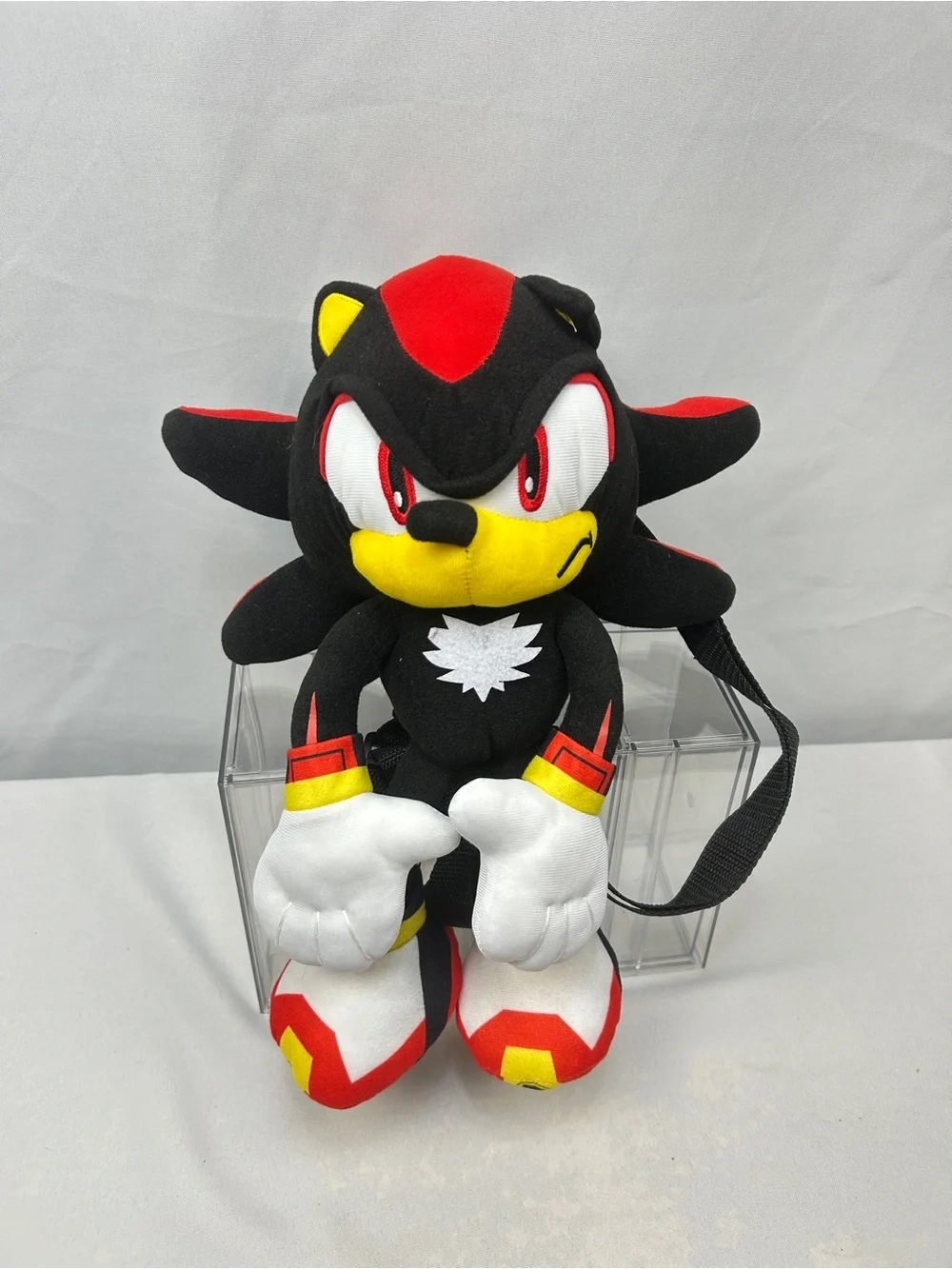 Black & Red Plush Hedgehog Kids Backpack with Yellow Accents